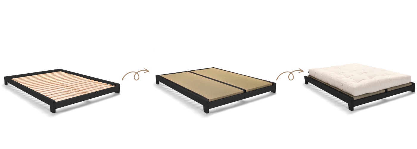 Details van het bed Futon Aischa