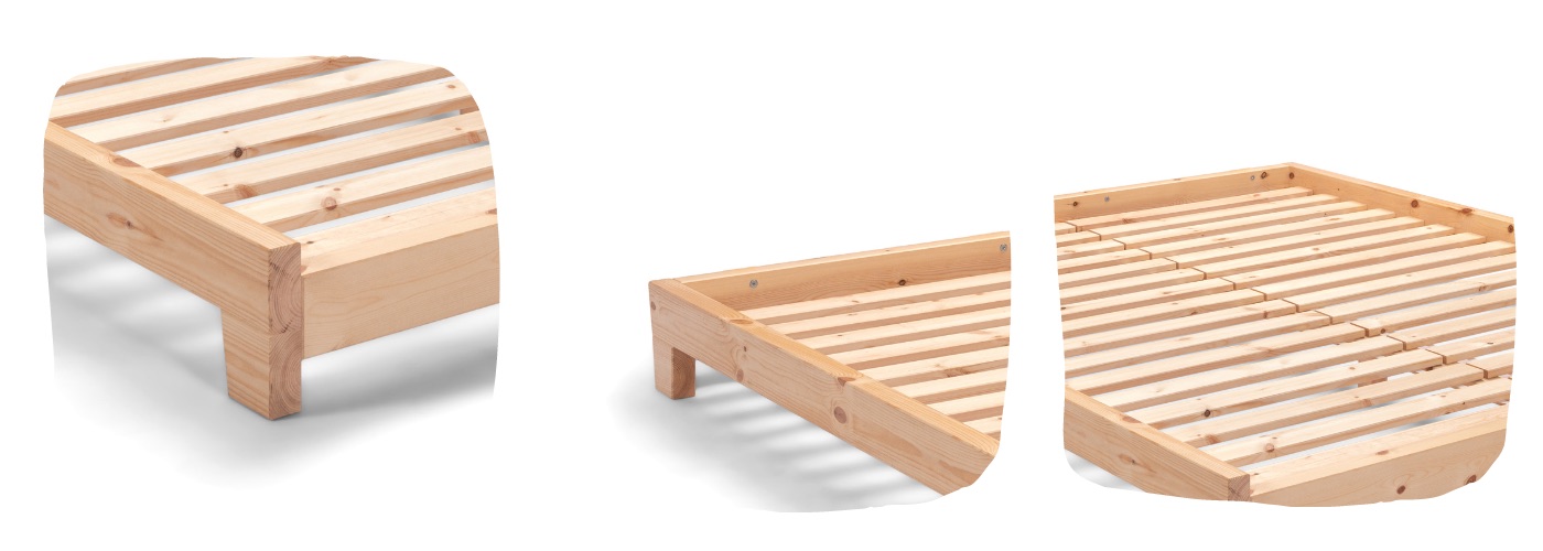 Details van het bed Futon Aischa
