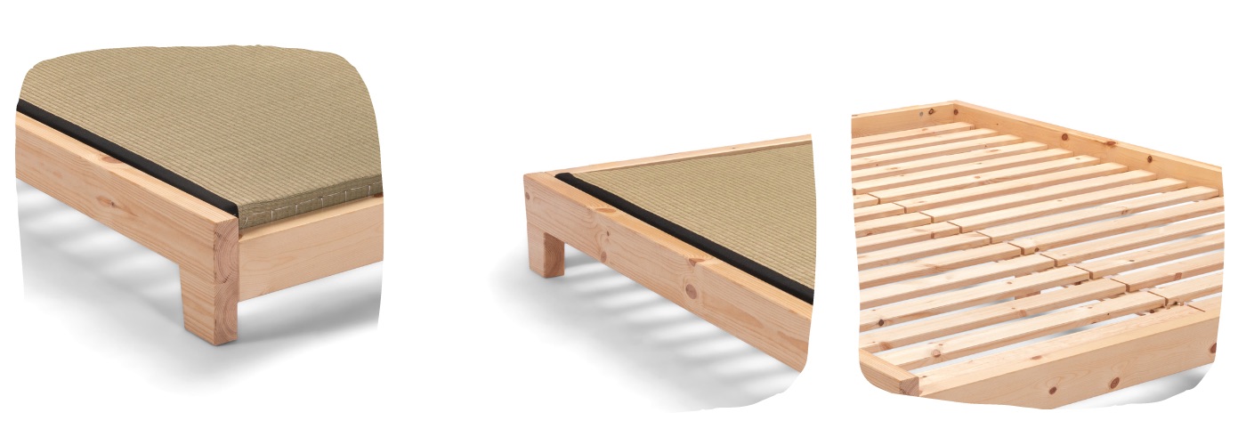 Details van het bed Futon Aischa
