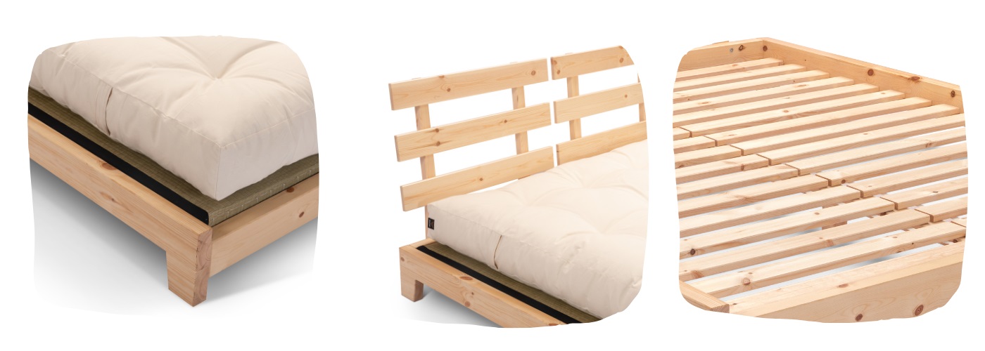 Details van het bed Futon Aischa