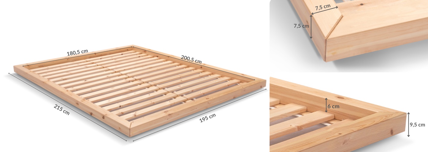 Afmetingen Bed Futon Zen 180cm