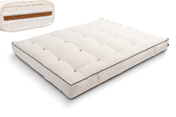 Matras 200x200 natuur met wol, kokos en 2x latex - Futon Pascall Comfort Wool Kedro Ecru