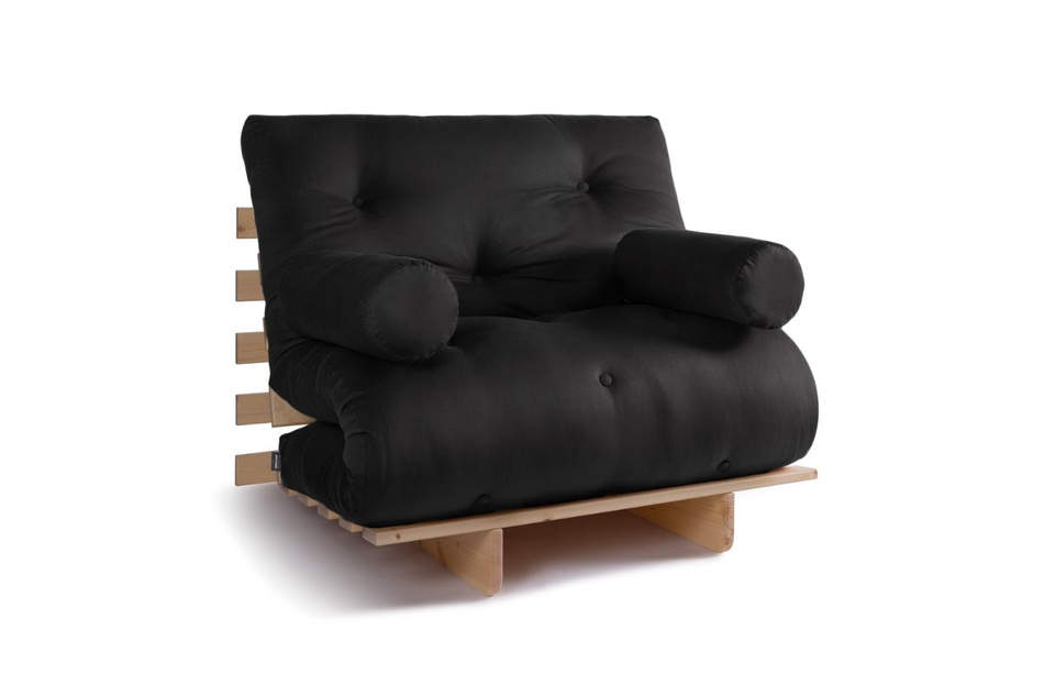 Opvouwbare bank 90x200 - Slim Basic Classic - Pascall Futon Zwart
