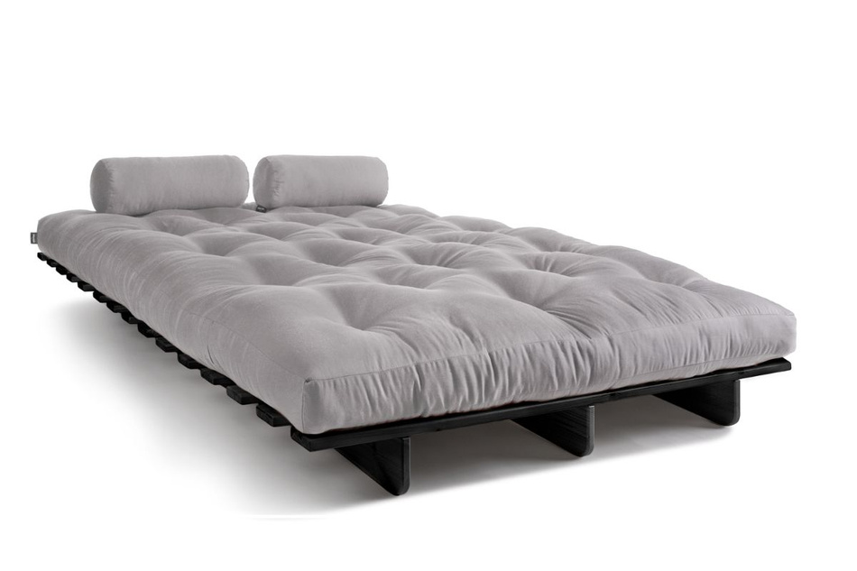 Opvouwbare bank 140x200 - Slim Basic Black - Pascall Futon Dove Ash