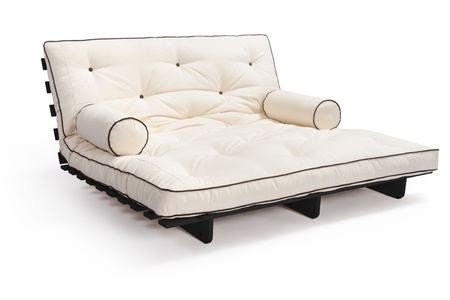 Opvouwbare bank 160x200 - Slim Comfort Kedro Black - Pascall Futon Ecru