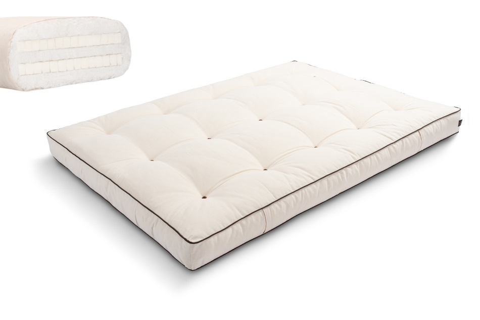 Matras 120x200 natuur met latex - Futon Pascall Medium Duo Latex Kedro Ecru
