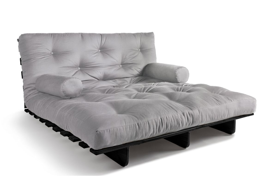 Opvouwbare bank 140x200 - Slim Basic Black - Pascall Futon Dove Ash