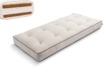 Matras 90x200 natuur met wol, latex en 2x kokos - Futon Pascall Comfort Wool Hard Kedro Linnen
