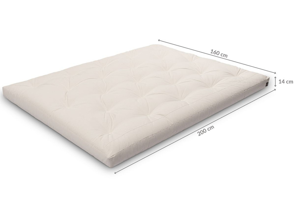 Matras 160x200 natuur - Futon Pascall Slim Natural Honing
