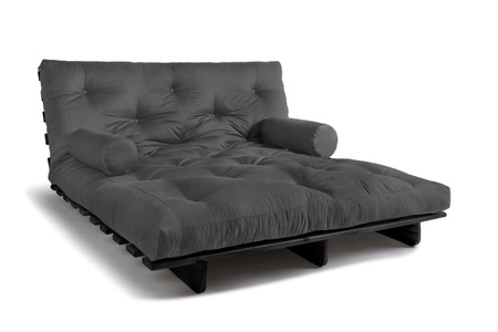Opvouwbare bank 160x200 - Slim Comfort Black - Pascall Futon Grijs