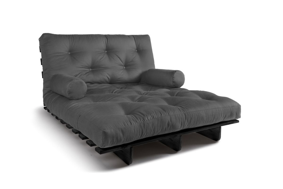 Slaapbank 120x200 - Slim Basic Black - Pascall Futon Grijs