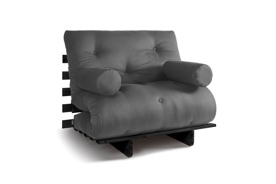 Opvouwbare bank 90x200 - Slim Comfort Black - Pascall Futon Grijs