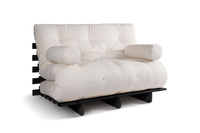 Slaapbank 120x200 - Slim Basic Black - Pascall Futon Ecru