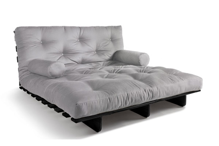 Opvouwbare bank 140x200 - Slim Comfort Black - Pascall Futon Dove Ash