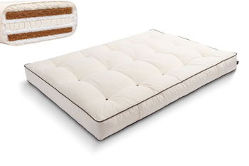 Matras 140x200 natuur met wol, latex en 2x kokos - Futon Pascall Comfort Wool Hard Kedro Ecru