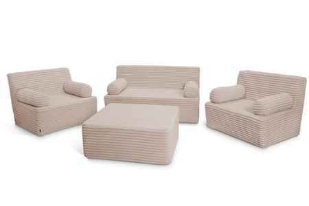 Flexio poef 85x85 - Pascall - ribfluweel Beige