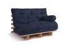 Slaapbank 120x200 - Slim Exclusive Classic - Pascall Futon Marineblauw