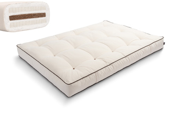 Matras 120x200 natuur met kokos en 2x latex - Futon Pascall Comfort Relax Kedro Ecru