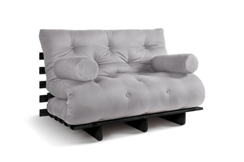 Opvouwbare bank 120x200 - Slim Exclusive Black - Pascall Futon Dove Ash