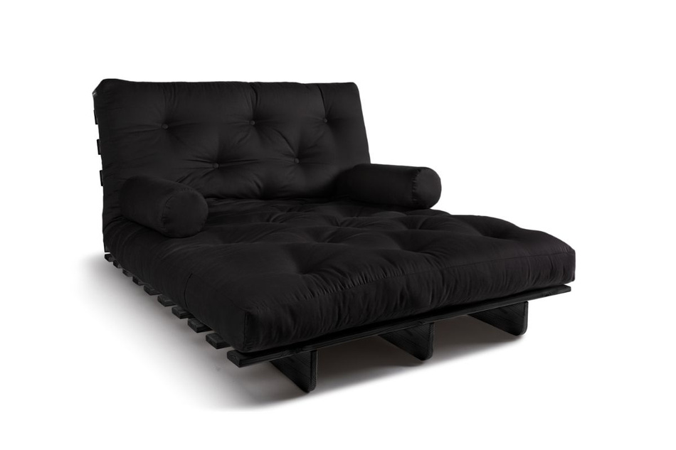 Slaapbank 120x200 - Slim Basic Black - Pascall Futon Zwart
