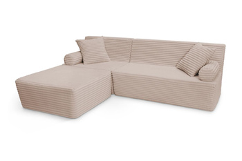 Hoekbank met slaapfunctie Flexio - Pascall - ribfluweel beige