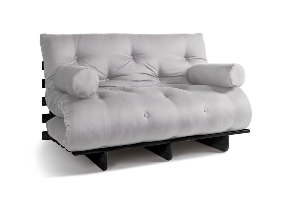 Opvouwbare bank 140x200 - Slim Basic Black - Pascall Futon Dove Ash