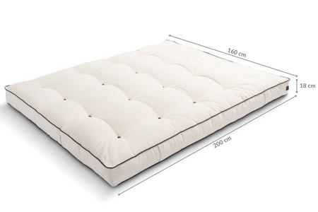 Matras 160x200 natuur met latex - Futon Pascall Medium Duo Latex Kedro Ecru