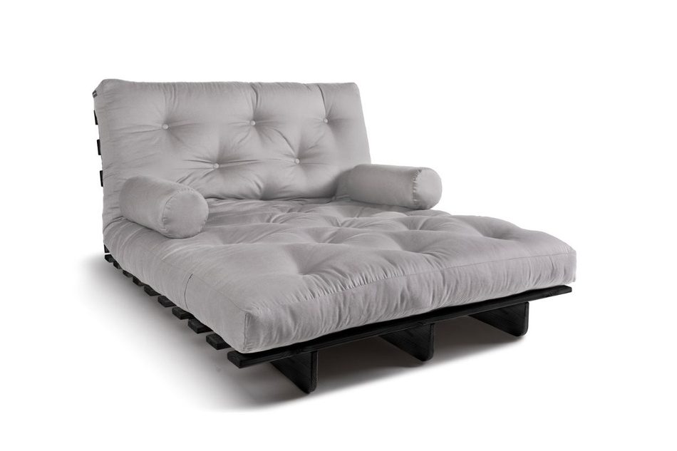 Opvouwbare bank 120x200 - Slim Comfort Black - Pascall Futon Dove Ash