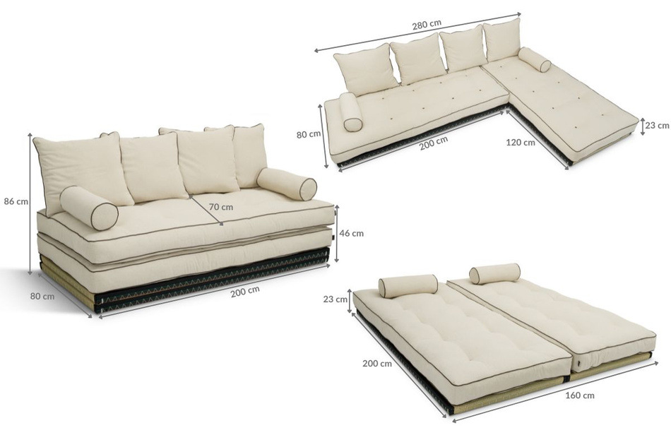 Hoekbank Tatami Medium Coco Kedro 80x200 - Pascall Futon Linnen