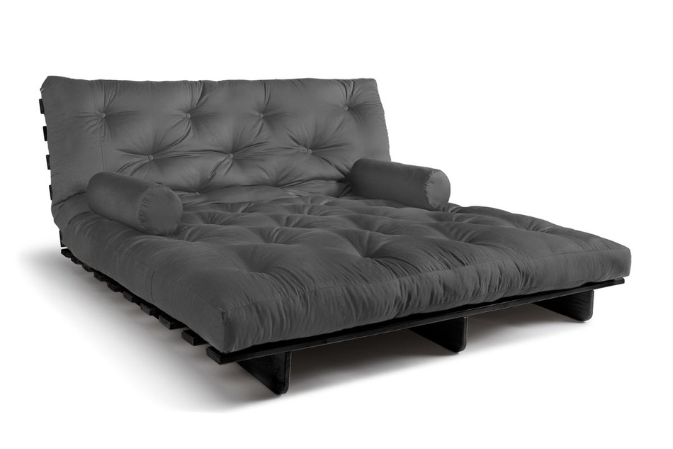 Slaapbank 180x200 - Slim Basic Black - Pascall Futon Grijs