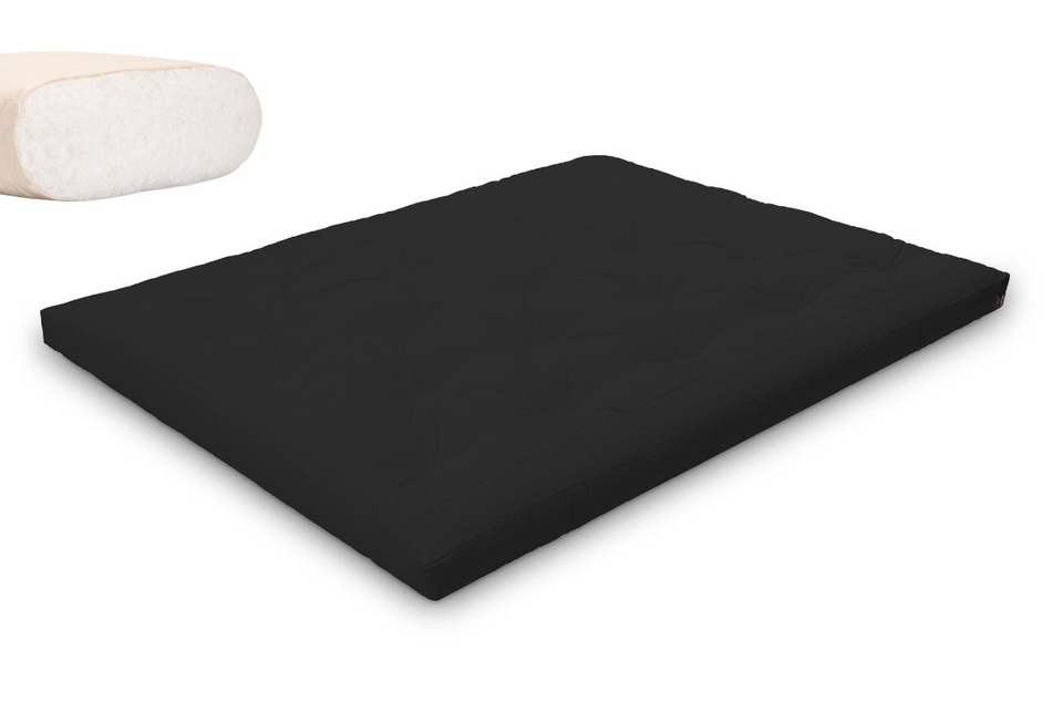 Matras 160x200 naturel - Futon Pascall Slim Natural Zwart