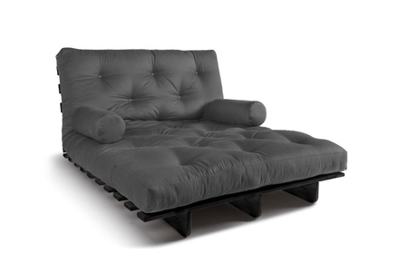 Slaapbank 120x200 - Slim Exclusive Black - Pascall Futon Grijs