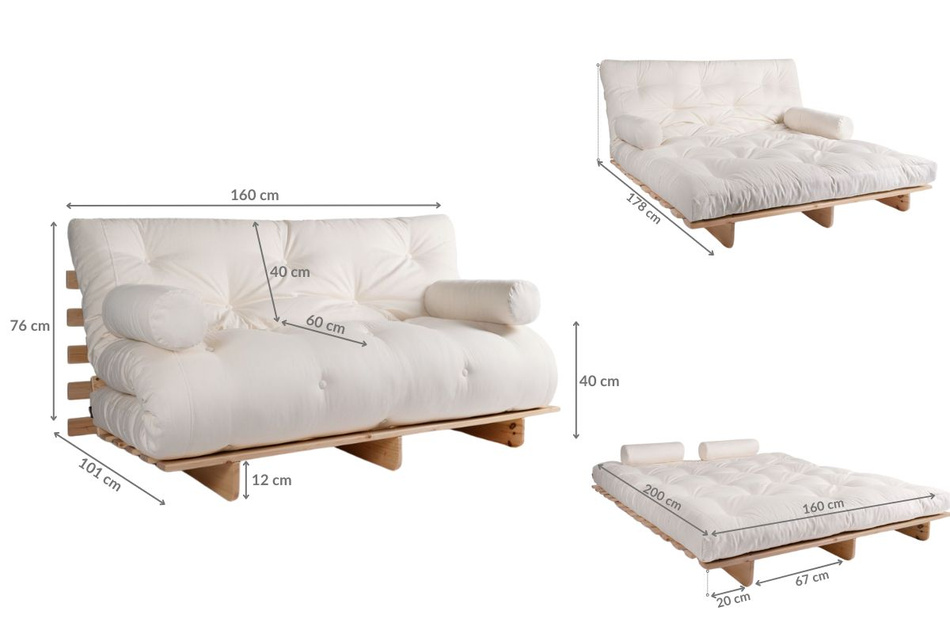 Opvouwbare bank 160x200 - Slim Comfort Classic - Pascall Futon Metselwerk