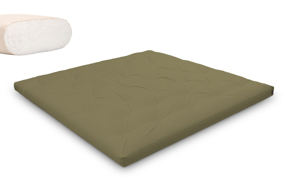 Matras 200x200 natuur - Futon Pascall Slim Natural Khaki