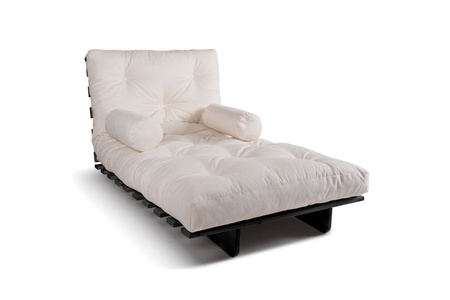 Opvouwbare bank 90x200 - Slim Comfort Black - Pascall Futon Ecru