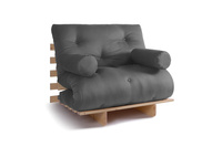 Opvouwbare bank 90x200 - Slim Basic Classic - Pascall Futon Grijs
