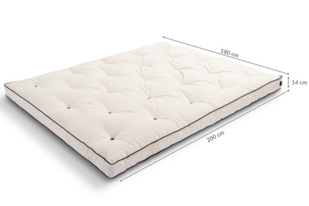 Matras 180x200 natuur - Futon Pascall Slim Natural Kedro Ecru