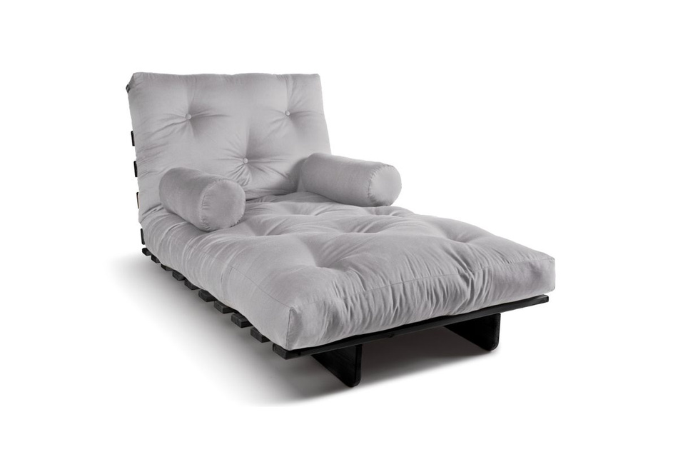 Opvouwbare bank 90x200 - Slim Comfort Black - Pascall Futon Dove Ash