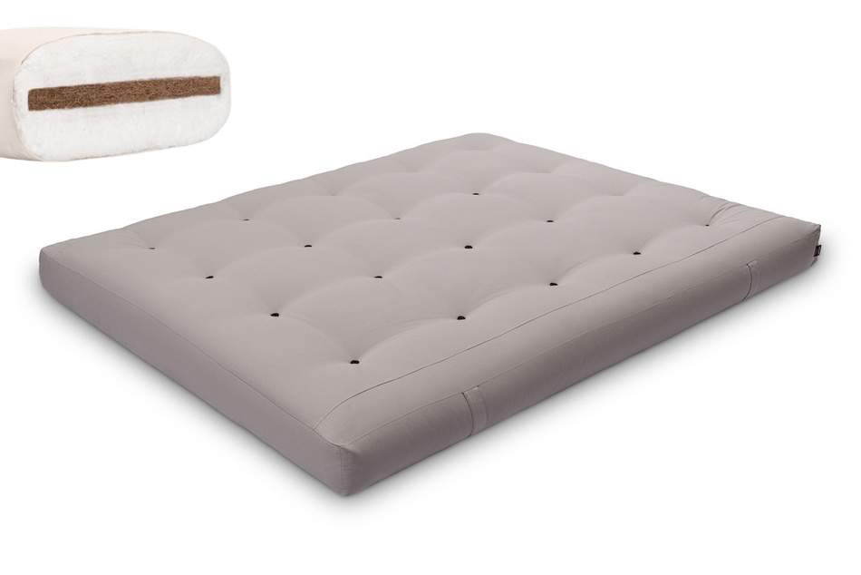 Futon Pascall Medium Coco - Matras 160x200 Grijs - naturel met kokos