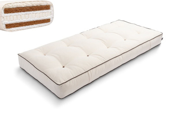 Matras 90x200 natuur met wol, latex en 2x kokos - Futon Pascall Comfort Wool Hard Kedro Ecru