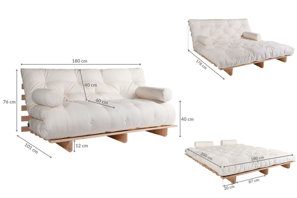 Slaapbank 180x200 - Slim Basic Classic - Pascall Futon Khaki