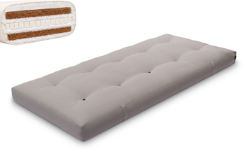 Matras 90x200 natuur met latex en 2x kokos - Futon Pascall Comfort Relax Hard Grijs