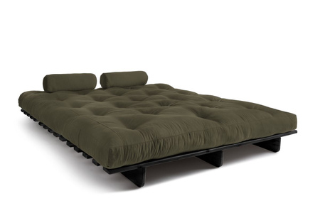 Opvouwbare bank 160x200 - Slim Basic Black - Pascall Futon Khaki