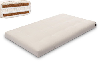 Matras 120x200 natuur met wol, latex en 2x kokos - Futon Pascall Comfort Wool Hard Ecru