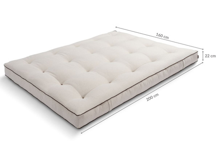 Matras 160x200 natuur met latex - Futon Pascall Comfort Trio Latex Wool Kedro Linnen