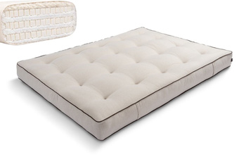Matras 200x200 natuur met latex - Futon Pascall Comfort Trio Latex Wool Kedro Linnen