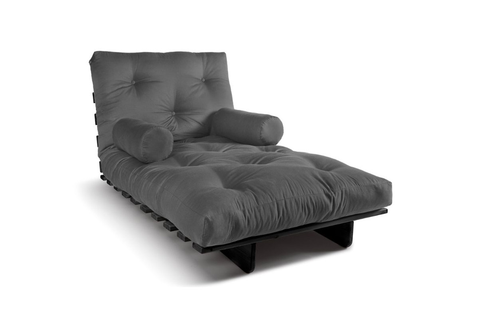 Opvouwbare bank 90x200 - Slim Comfort Black - Pascall Futon Grijs