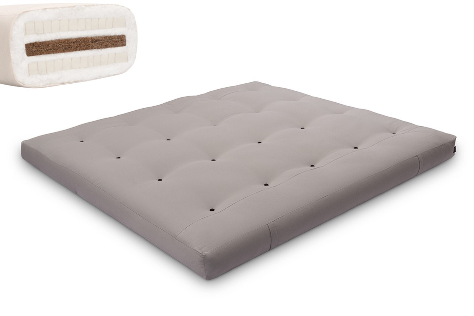 Matras 180x200 natuur met kokos en 2x latex - Futon Pascall Comfort Relax Grijs