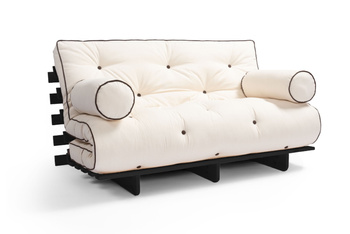 Slaapbank 120x200 - Slim Basic Kedro Black - Pascall Futon Ecru