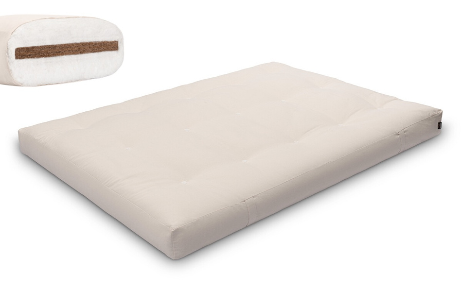 Matras 140x200 natuur met kokos - Futon Pascall Medium Coco Ecru
